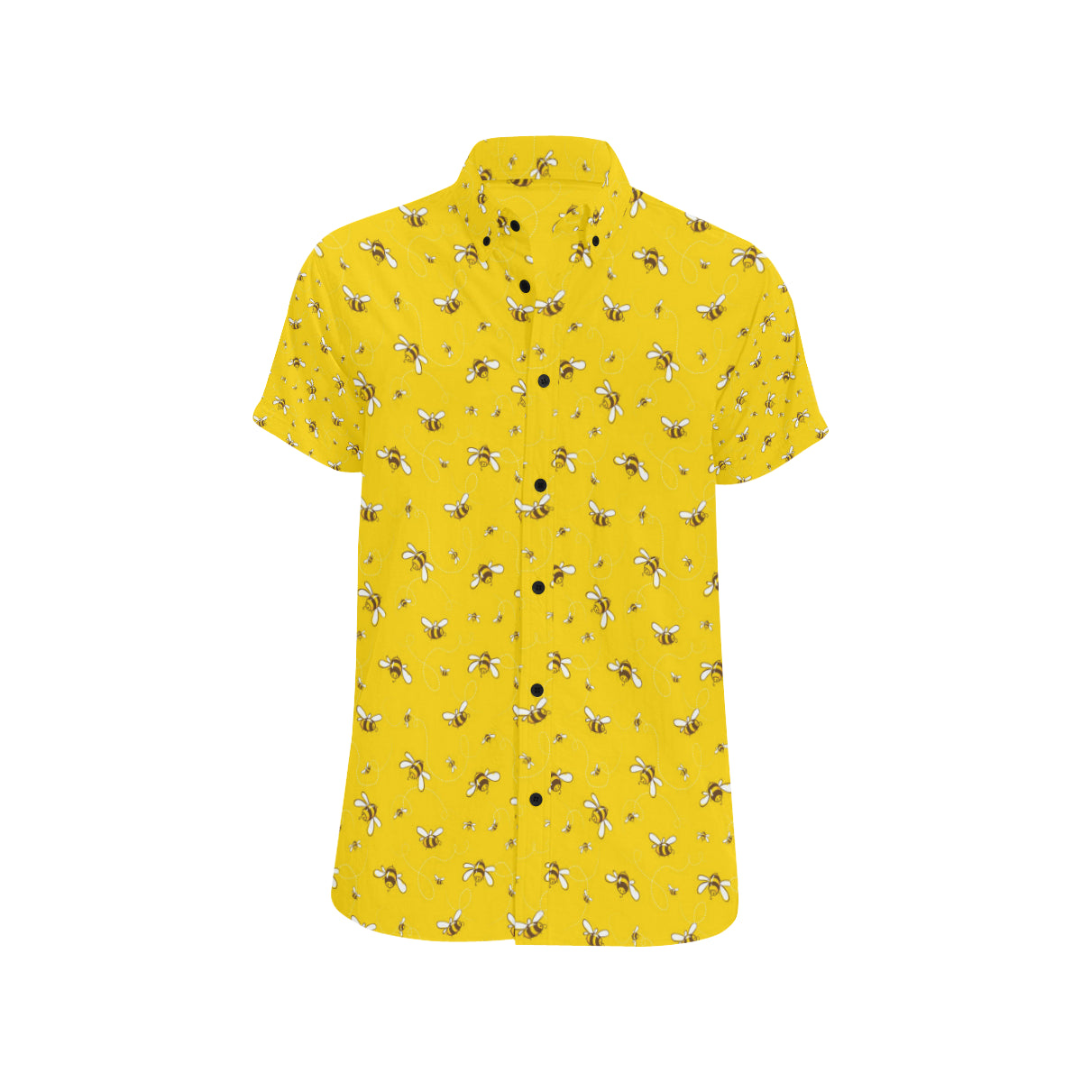 Bee Pattern Print Design 05 Men's Short Sleeve Button Up Shirt