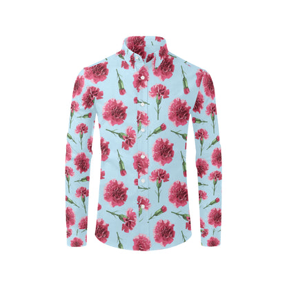 Carnations Pattern Print Design CN01 Men's Long Sleeve Shirt