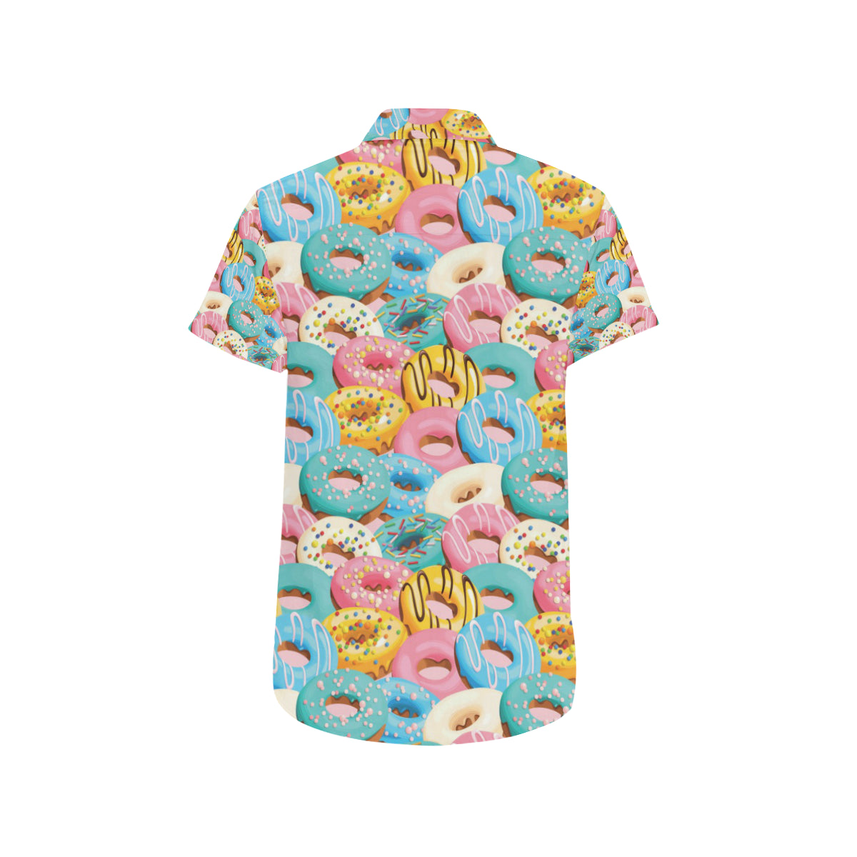 Donut Pattern Print Design DN01 Men's Short Sleeve Button Up Shirt