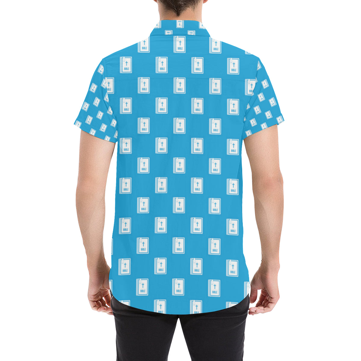 Bible Pattern Print Design 02 Men's Short Sleeve Button Up Shirt