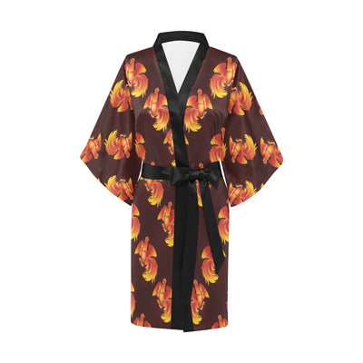 Rooster Pattern Print Design A04 Women's Short Kimono