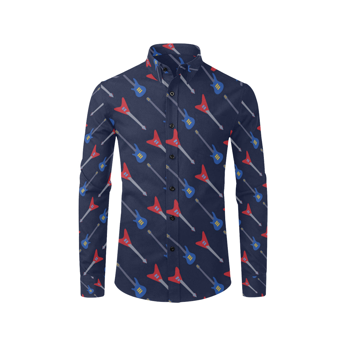 Electric Guitar Pattern Print Design 01 Men's Long Sleeve Shirt