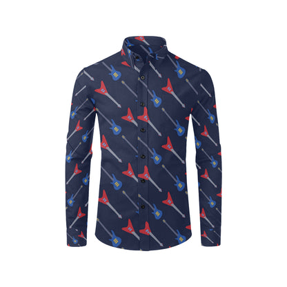 Electric Guitar Pattern Print Design 01 Men's Long Sleeve Shirt