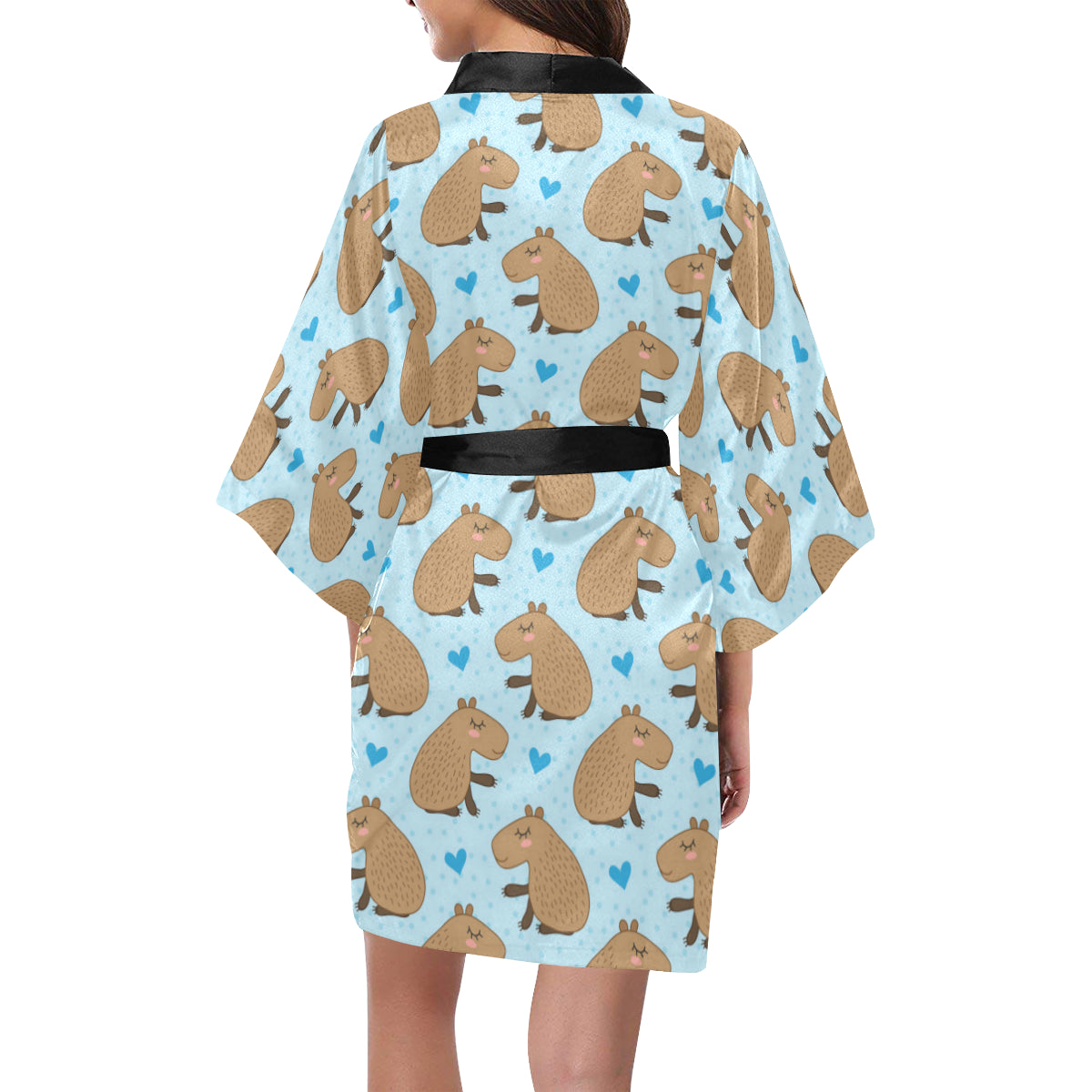 Capybara Pattern Print Design 01 Women's Short Kimono
