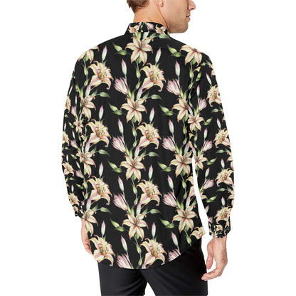 Lily Pattern Print Design LY05 Men's Long Sleeve Shirt