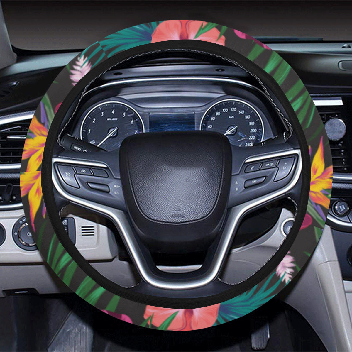 Hawaiian Flower Hibiscus tropical Steering Wheel Cover with Elastic Edge