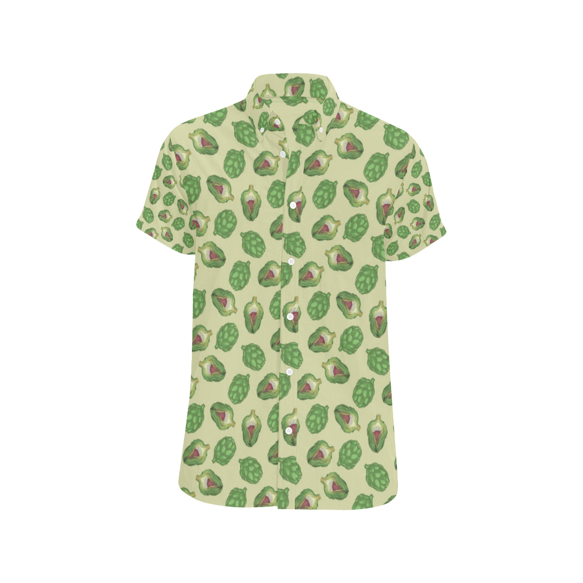 Artichoke Pattern Print Design 03 Men's Short Sleeve Button Up Shirt