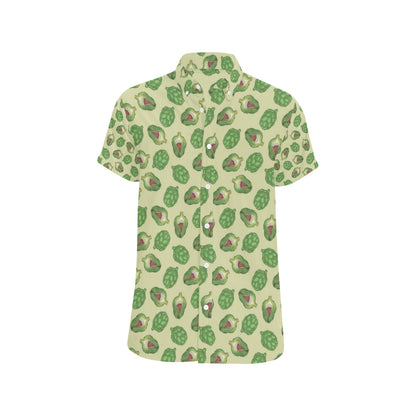 Artichoke Pattern Print Design 03 Men's Short Sleeve Button Up Shirt