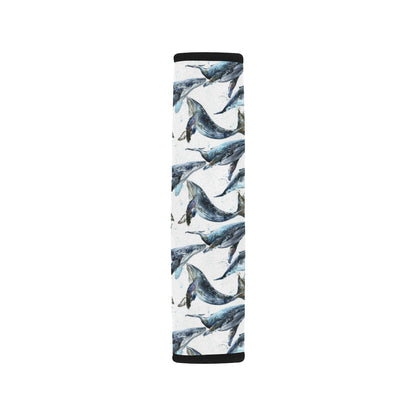 Blue Whale Pattern Print Design 03 Car Seat Belt Cover