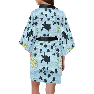 Sea Turtle Pattern Print Design T011 Women Kimono Robe