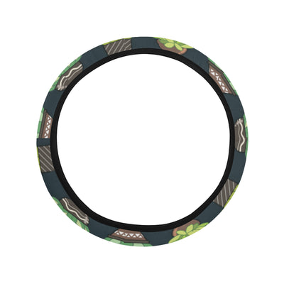 Cactus Pattern Print Design 07 Steering Wheel Cover with Elastic Edge