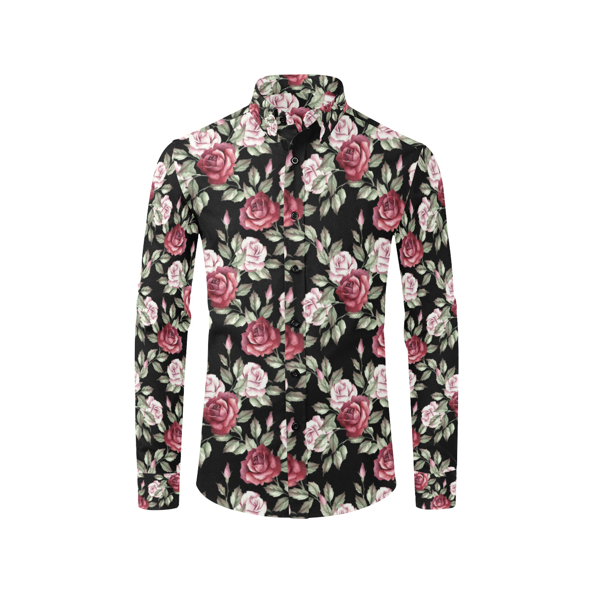 Rose Red Pink Pattern Print Design RO03 Men's Long Sleeve Shirt