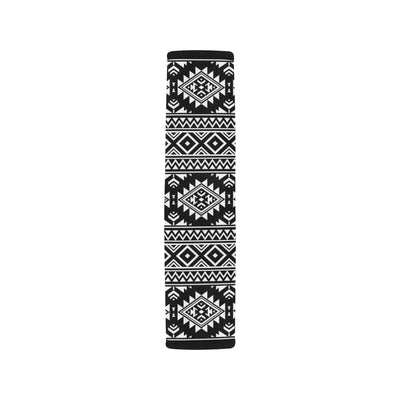 Aztec Black White Print Pattern Car Seat Belt Cover