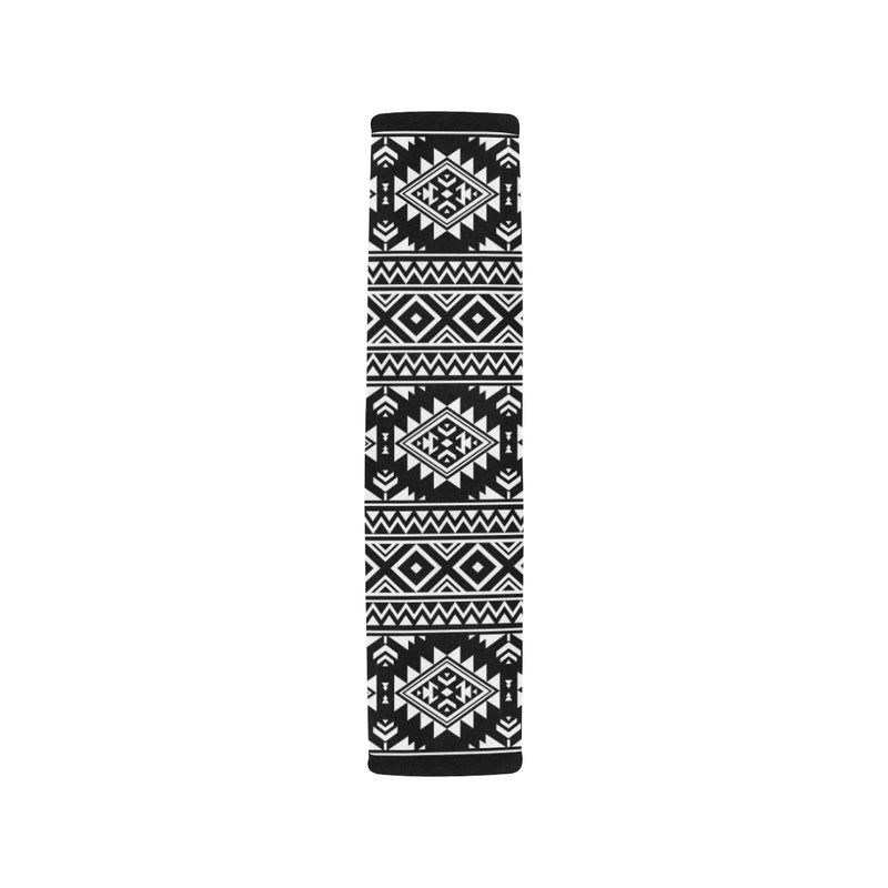 Aztec Black White Print Pattern Car Seat Belt Cover