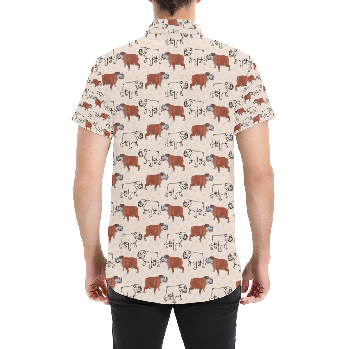 Bulldogs Pattern Print Design 04 Men's Short Sleeve Button Up Shirt