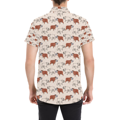 Bulldogs Pattern Print Design 04 Men's Short Sleeve Button Up Shirt