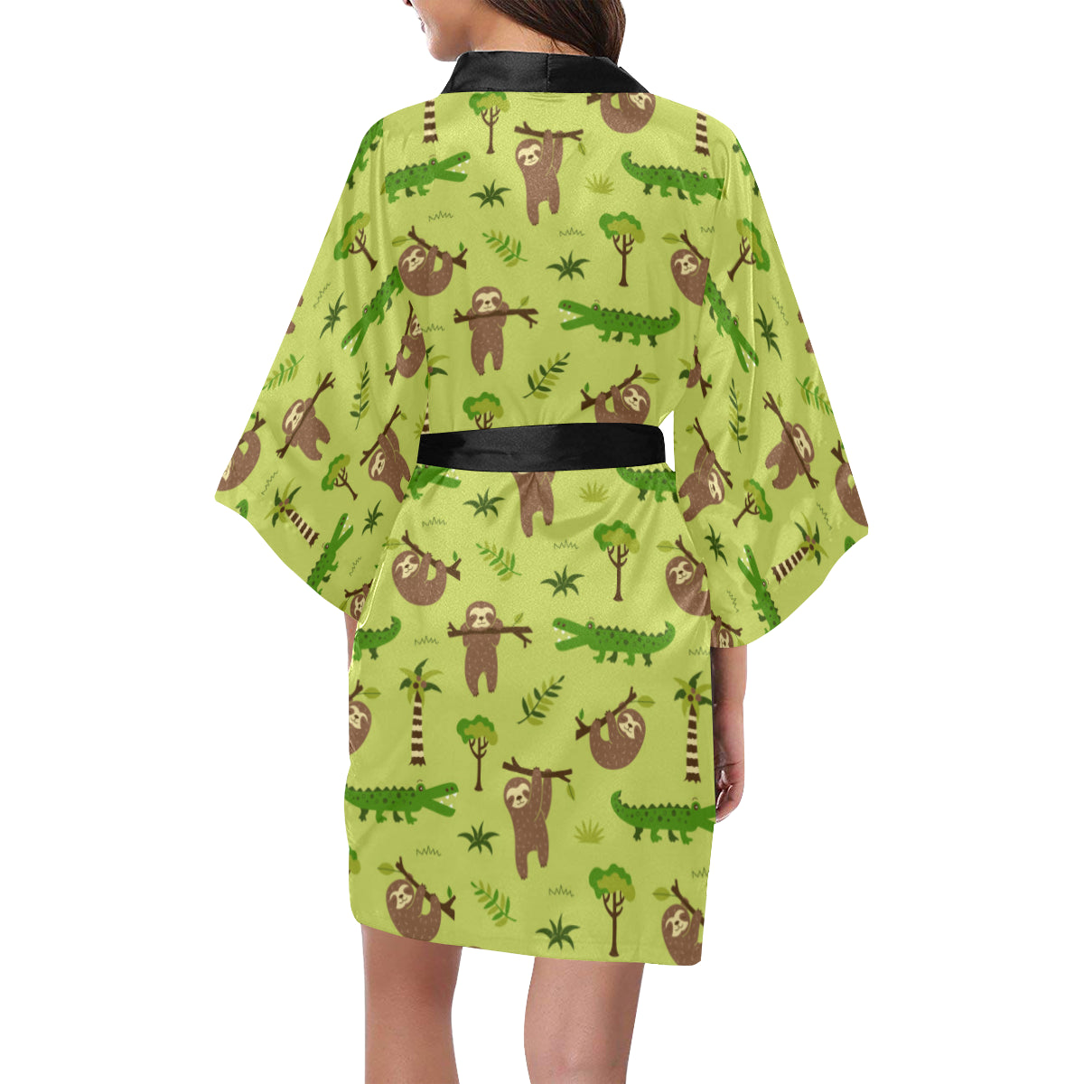 Alligator Pattern Print Design 04 Women's Short Kimono