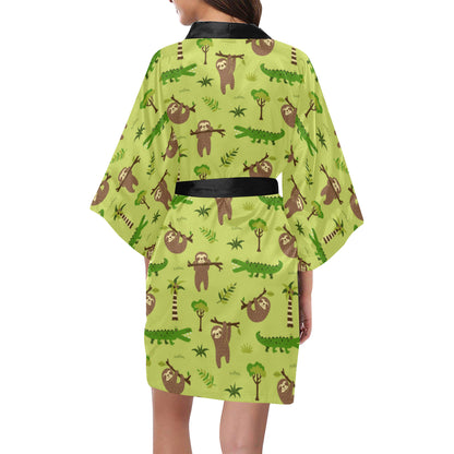 Alligator Pattern Print Design 04 Women's Short Kimono
