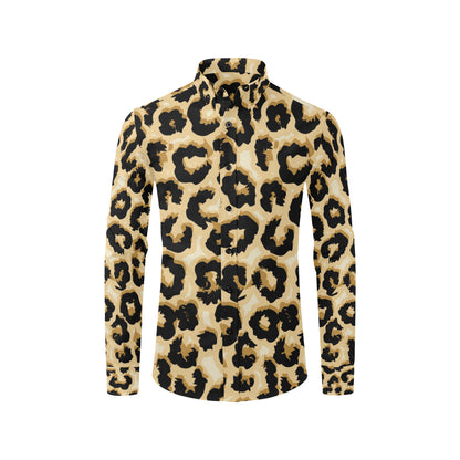Jaguar Skin Pattern Print Design 02 Men's Long Sleeve Shirt