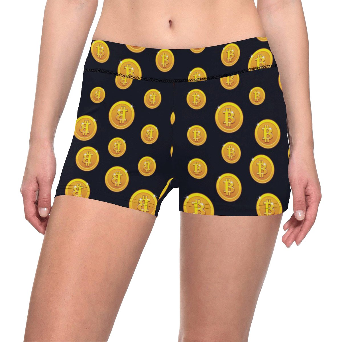 Bitcoin Pattern Print Design DO04 Yoga Shorts