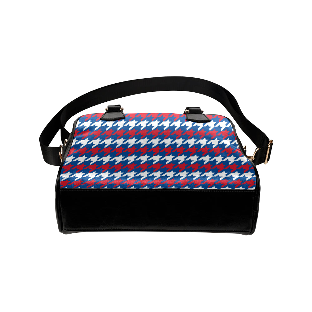Patriotic Houndstooth Pattern Print Design A02 Shoulder Handbag