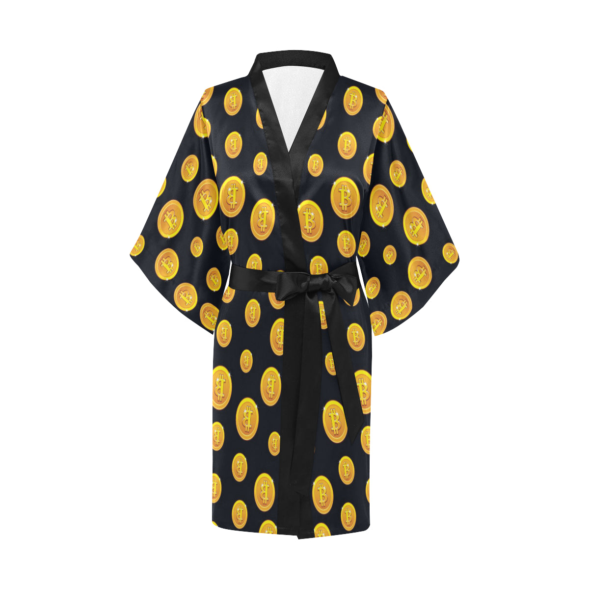 Bitcoin Pattern Print Design DO04 Women's Short Kimono