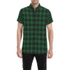 Green Tartan Plaid Pattern Men's Short Sleeve Button Up Shirt