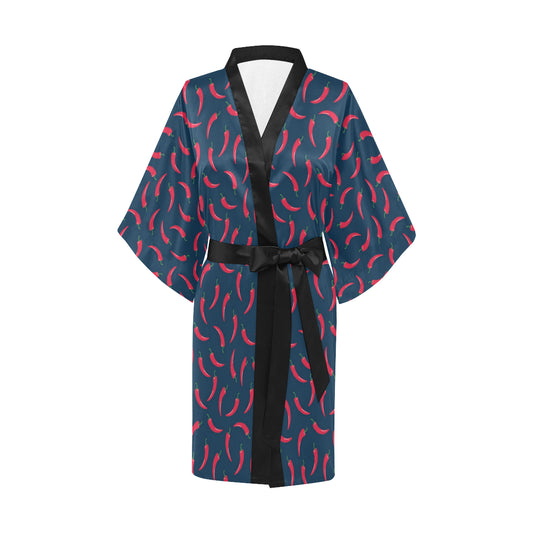 Chilli Pepper Pattern Print Design 03 Women's Short Kimono