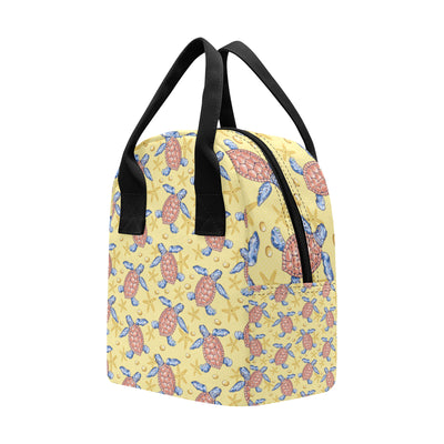 Sea Turtle Pattern Print Design T06 Insulated Lunch Bag