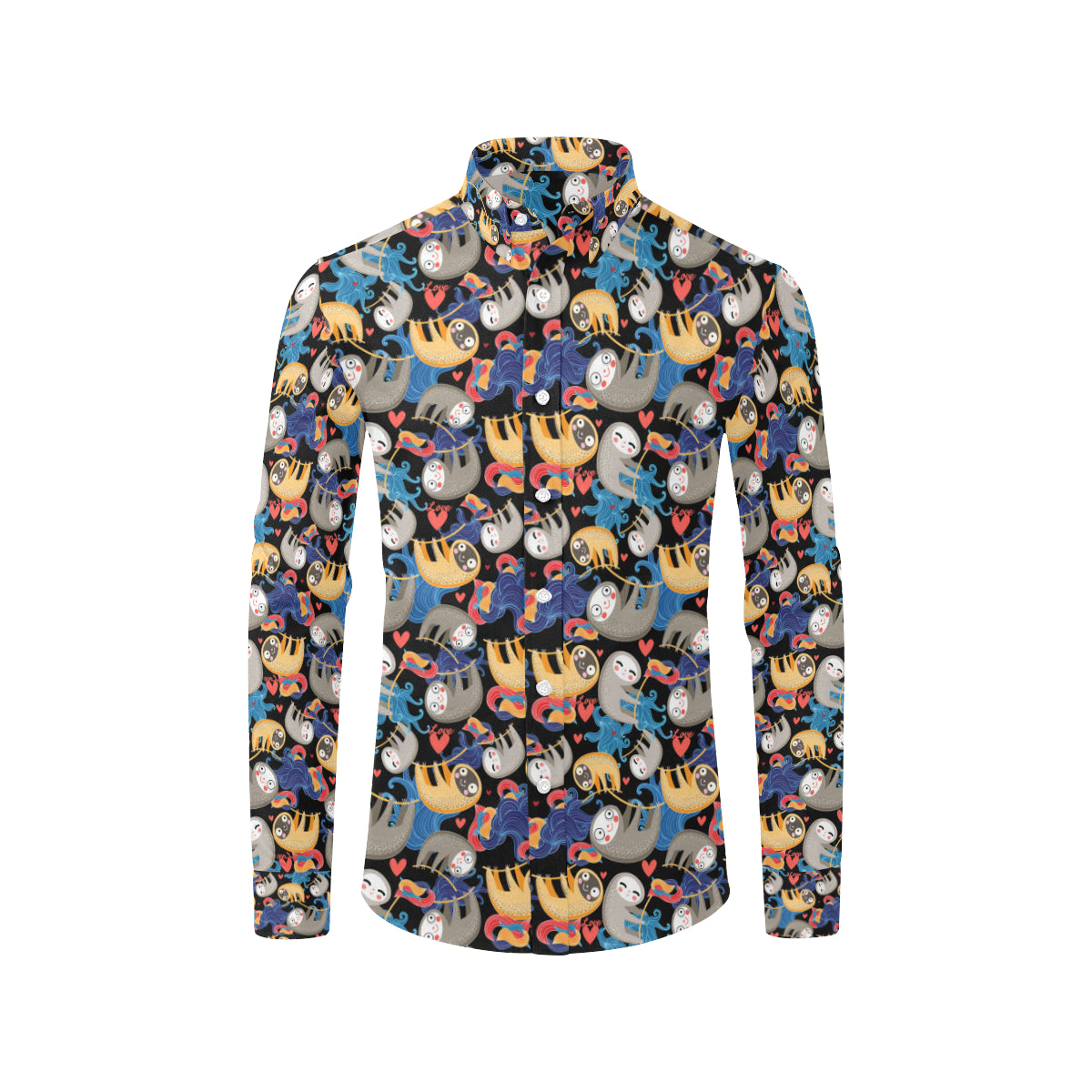 Sloth Cartoon Design Themed Print Men's Long Sleeve Shirt