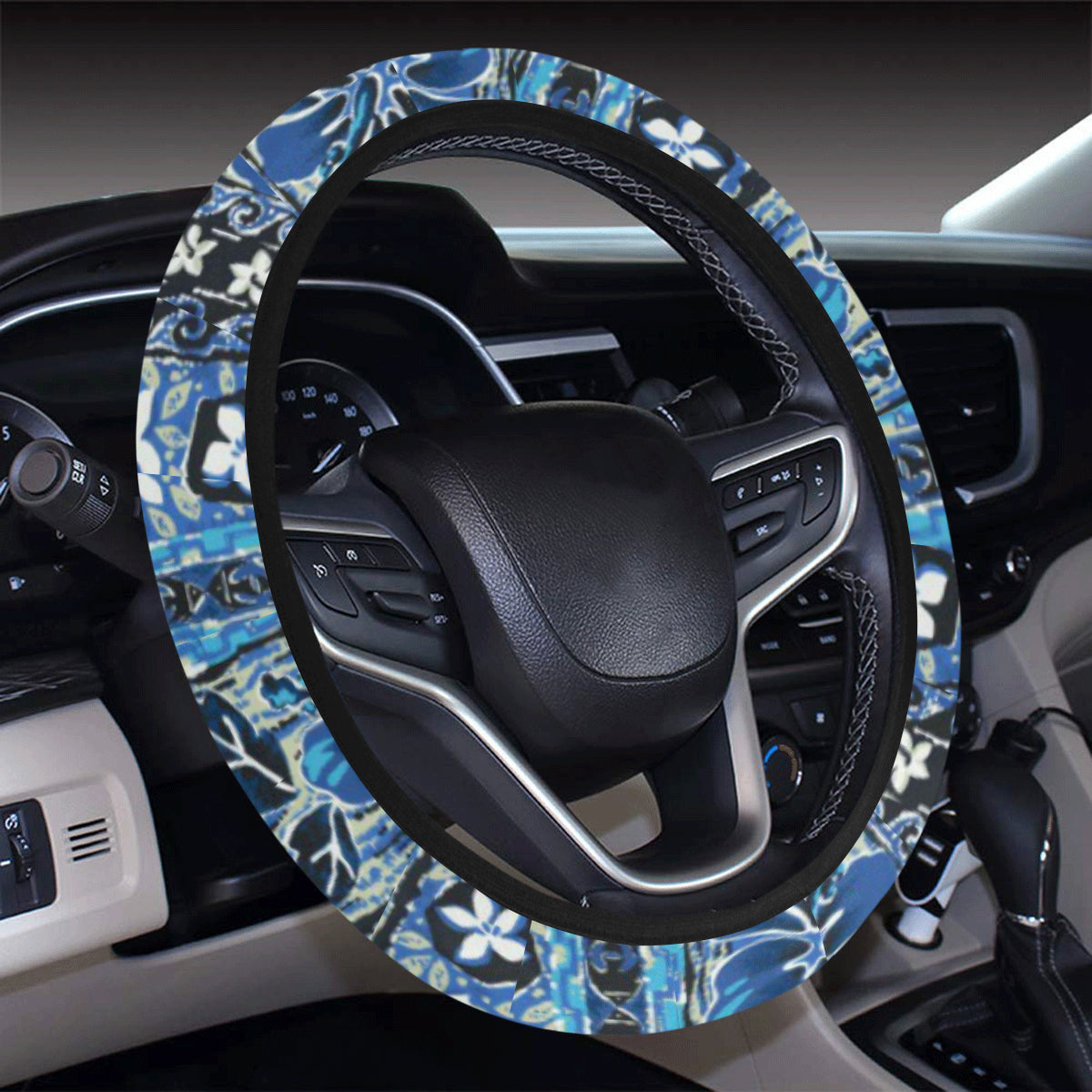 Hawaiian Themed Pattern Print Design H012 Steering Wheel Cover with Elastic Edge