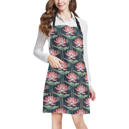 Water Lily Pattern Print Design WL03 Apron with Pocket