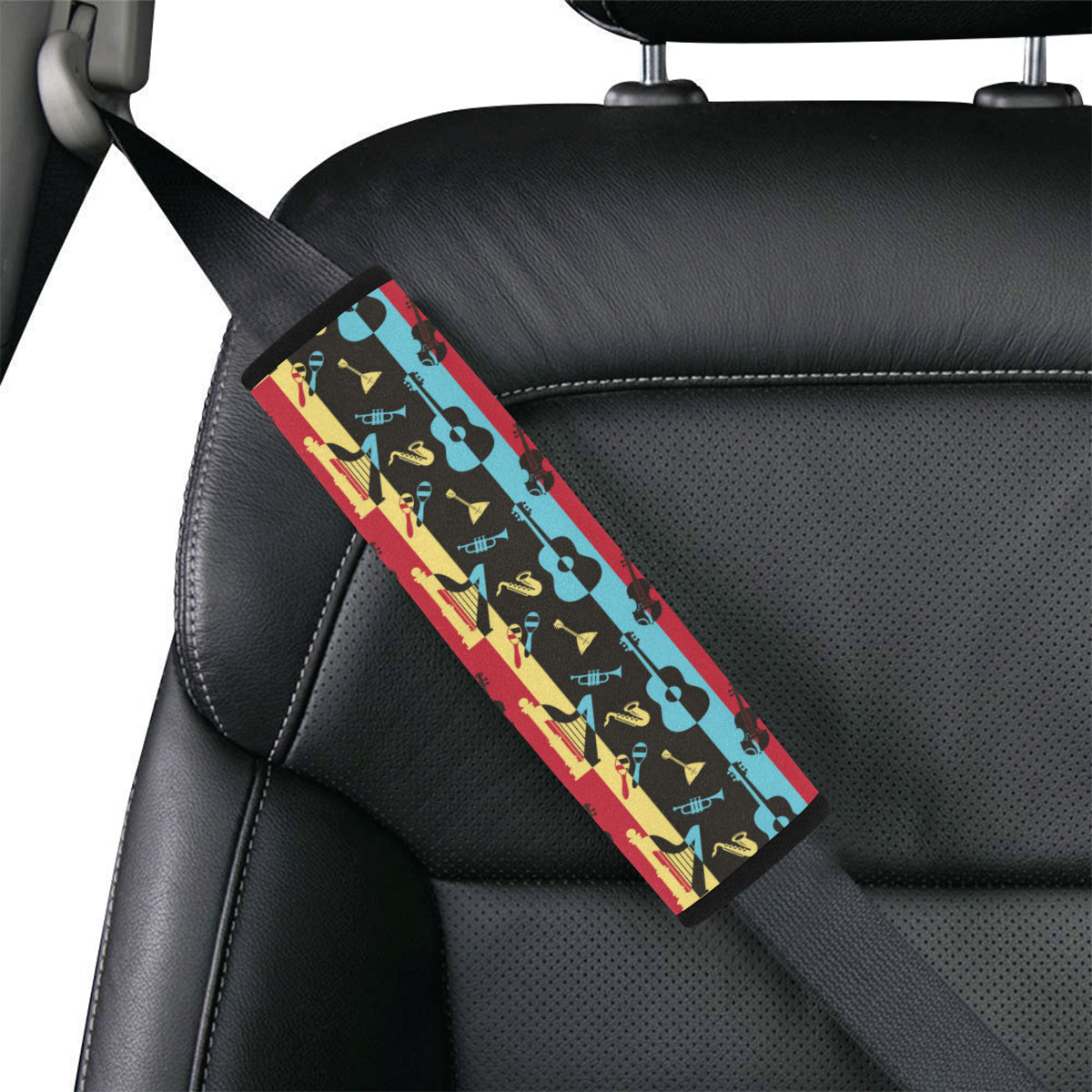 Jazz Pattern Print Design 02 Car Seat Belt Cover