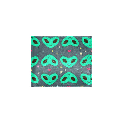 Alien Head Heart Pattern Print Design 03 Men's ID Card Wallet