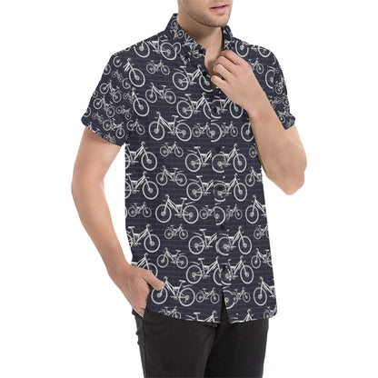 Mountain bike Pattern Print Design 02 Men's Short Sleeve Button Up Shirt