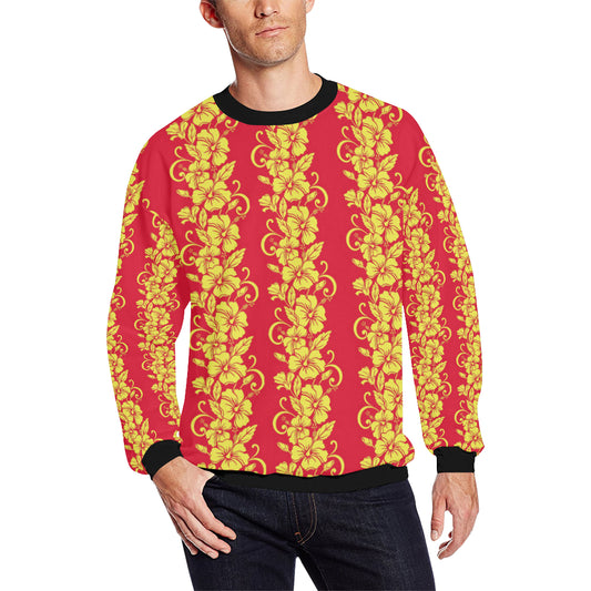 Orange Hibiscus Pattern Print Design HB018 Men Long Sleeve Sweatshirt