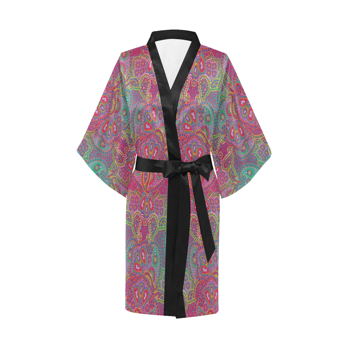 Boho Pattern Print Design 02 Women's Short Kimono