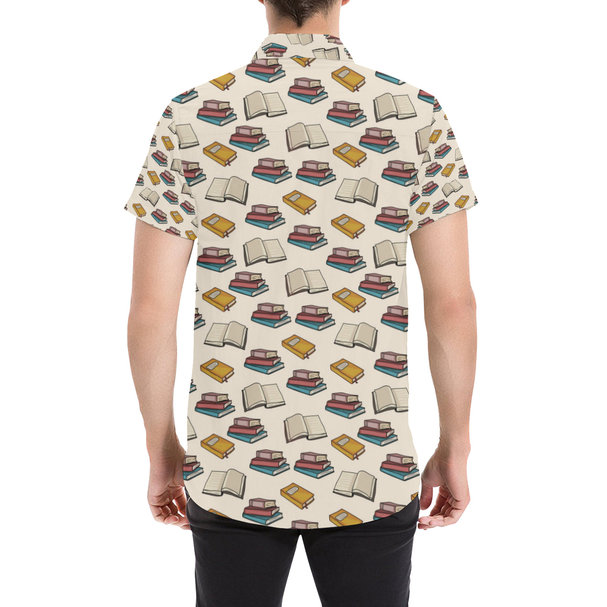 Book Pattern Print Design 04 Men's Short Sleeve Button Up Shirt