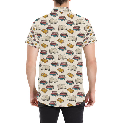 Book Pattern Print Design 04 Men's Short Sleeve Button Up Shirt