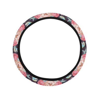 Bluebird Pattern Print Design 02 Steering Wheel Cover with Elastic Edge