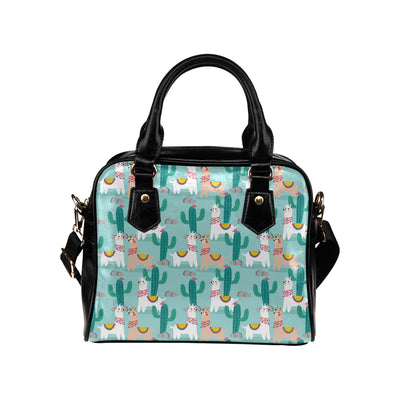 Llama Cactus Pattern Print Design 08 Shoulder Handbag