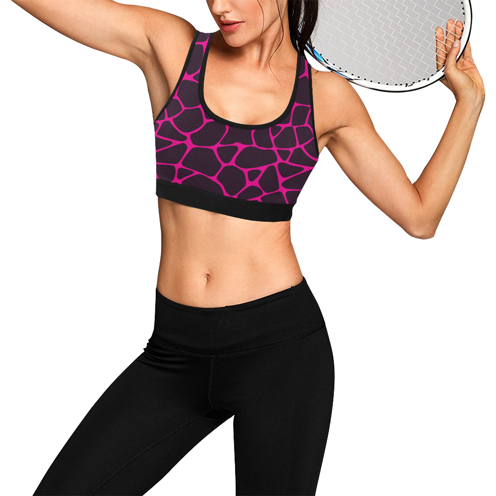 Giraffe Pink Background Texture Print Sports Bra