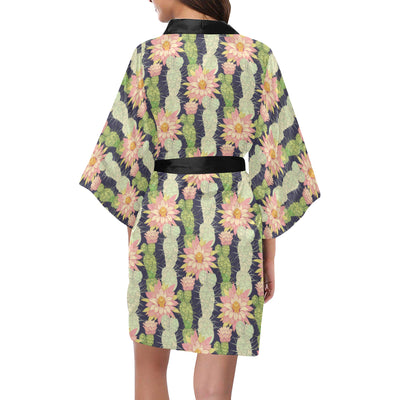 Cactus Pattern Print Design 01 Women's Short Kimono