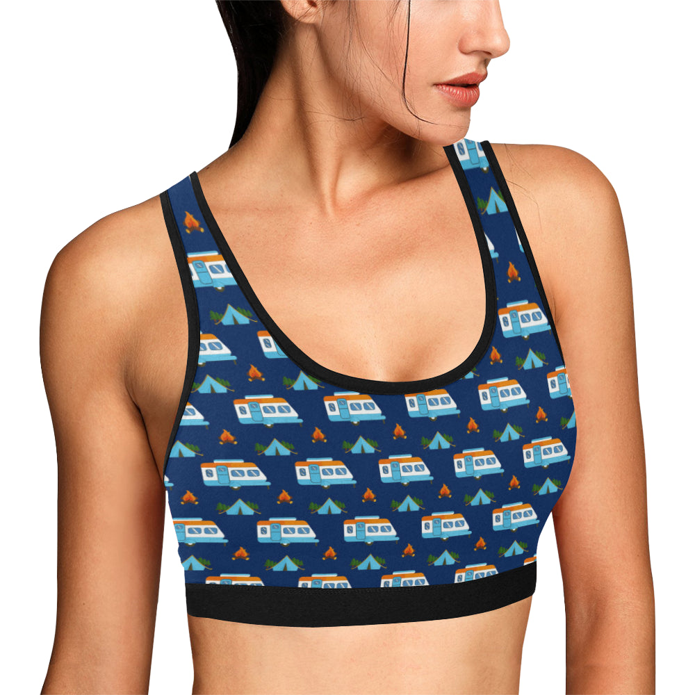 Camper Pattern Camping Themed No 3 Print Sports Bra