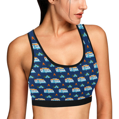Camper Pattern Camping Themed No 3 Print Sports Bra