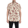 Tiki Tribal Mask Palm Tree Men's Short Sleeve Button Up Shirt