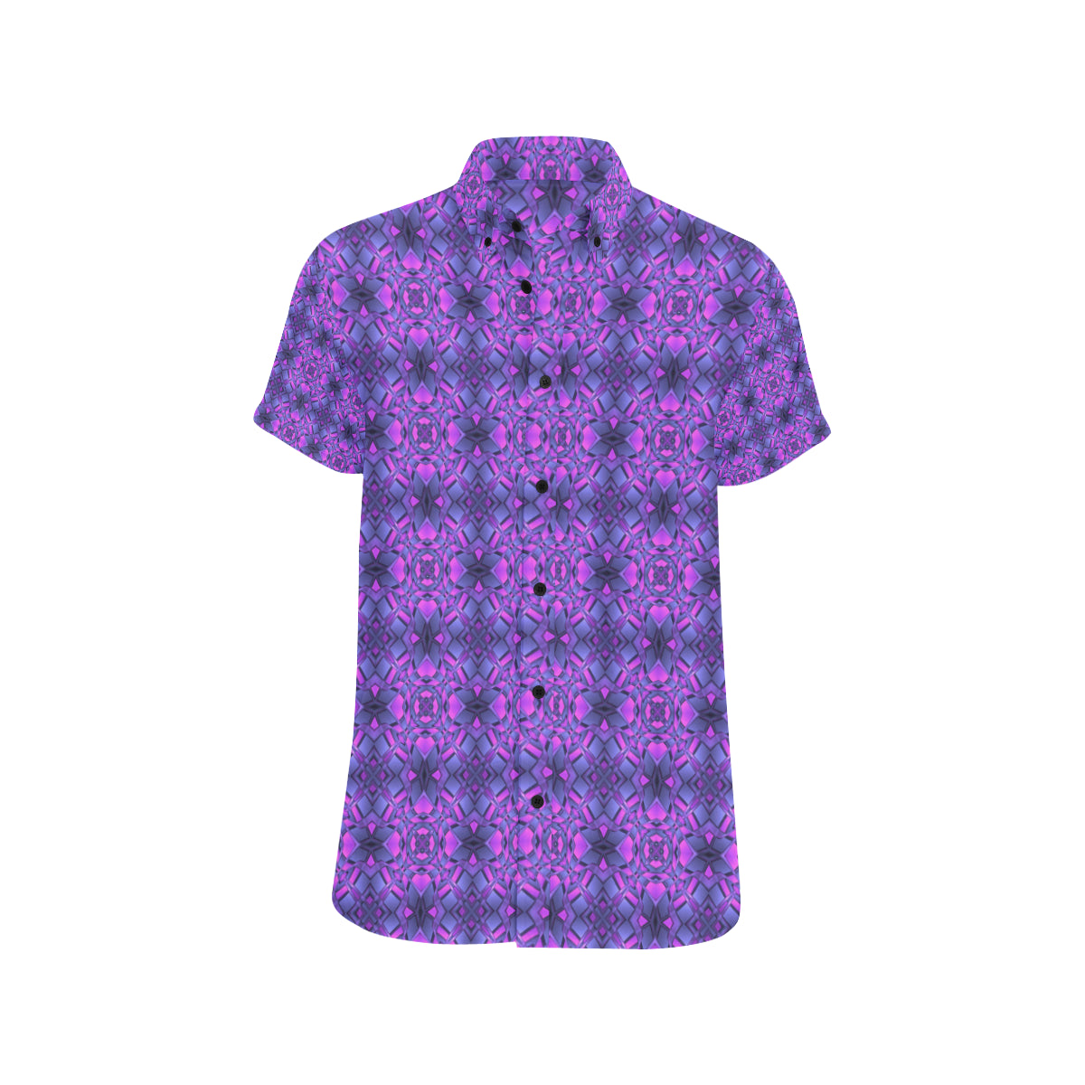 kaleidoscope Pattern Print Design Men's Short Sleeve Button Up Shirt