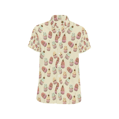 Cupcake Pattern Print Design 04 Men's Short Sleeve Button Up Shirt