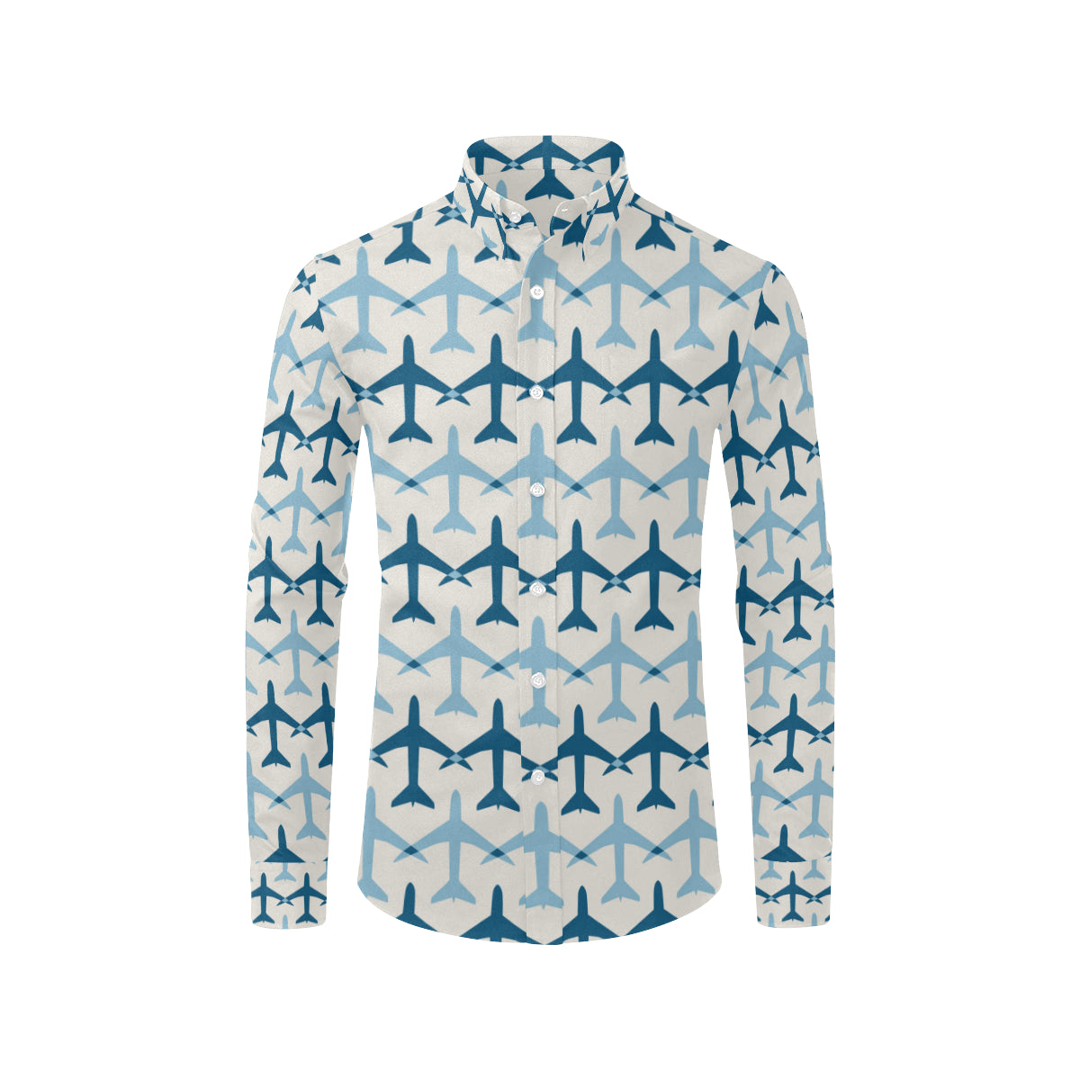 Airplane Pattern Print Design 04 Men's Long Sleeve Shirt