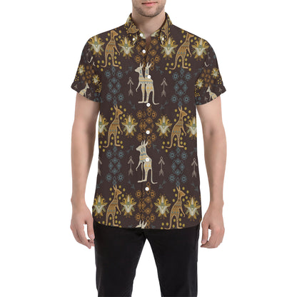 Kangaroos Pattern Print Design 03 Men's Short Sleeve Button Up Shirt
